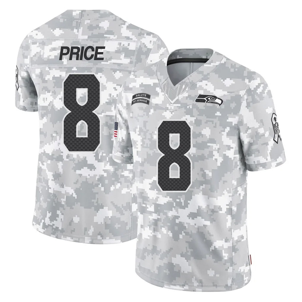 S.Seahawks #8 Jadarian Price Player Arctic Camo Limited Salute To Service Home Game Gdoa Stitched Jerseys