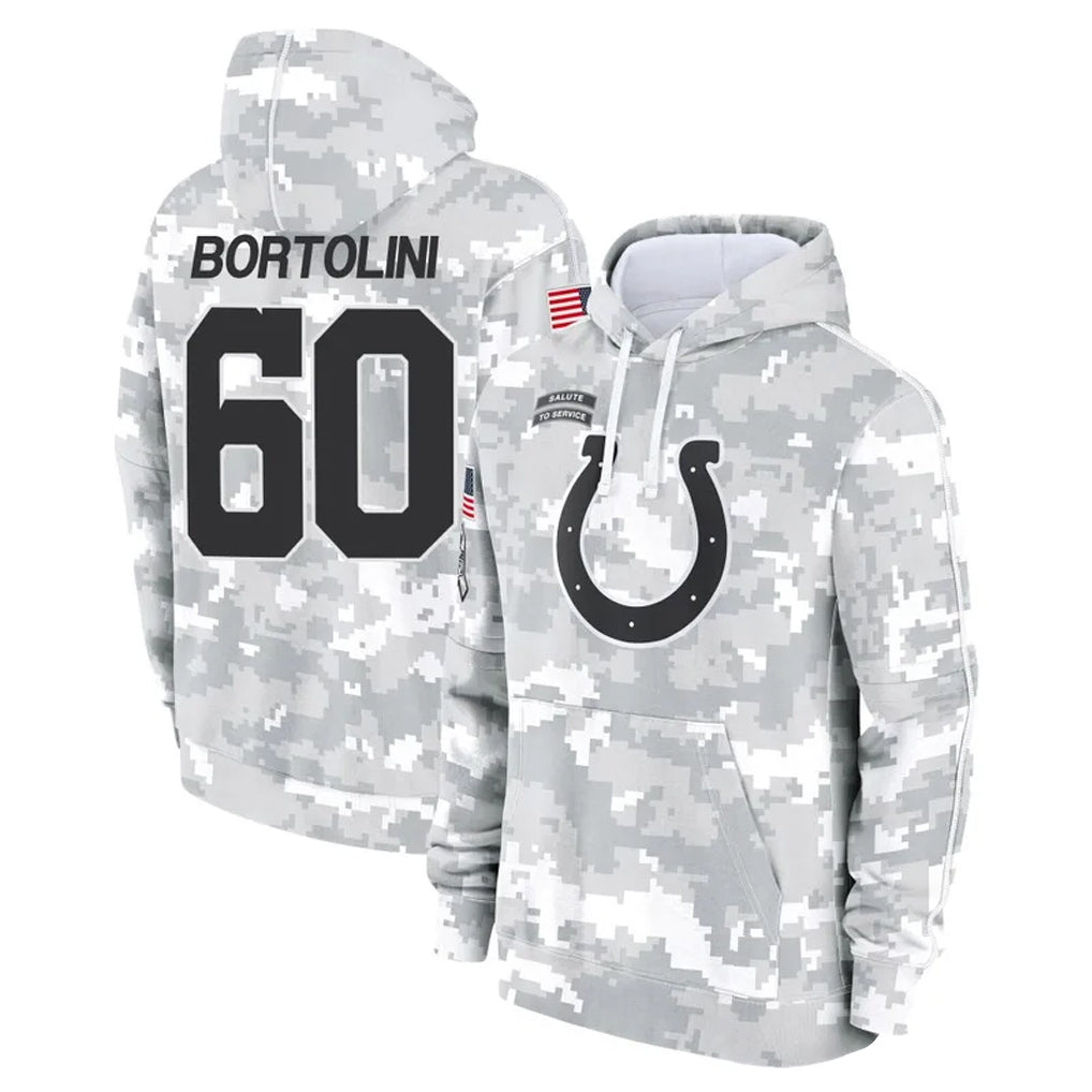 IN.Colts #60 Tanor Bortolini Player Arctic Camo Salute to Service Hoodies Limited Game Gdoa Stitched Jerseys
