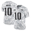 NE.Patriots #10 Drake Maye Player Arctic Camo Salute To Service Limited Game Gdoa Stitched Jerseys