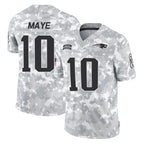 NE.Patriots #10 Drake Maye Player Arctic Camo Salute To Service Limited Game Gdoa Stitched Jerseys