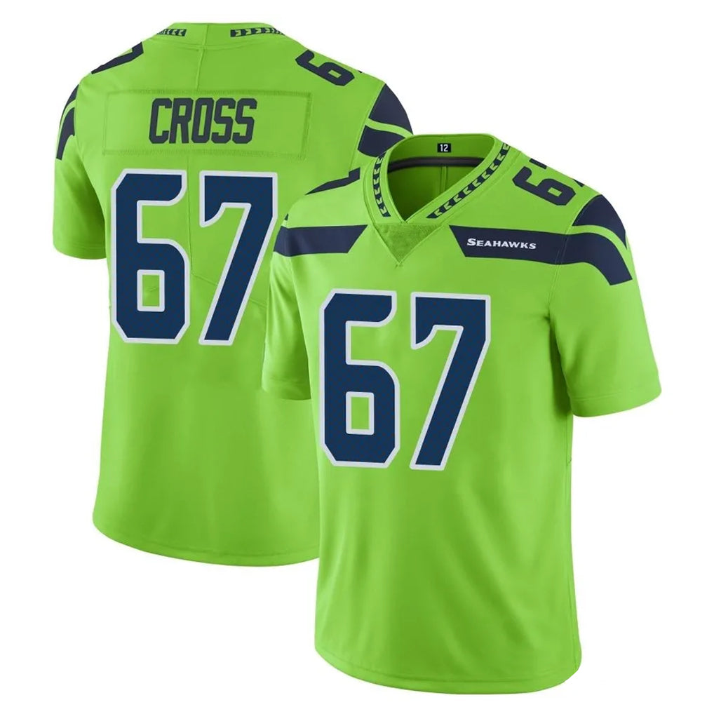 S.Seahawks #67 Charles Cross Player Green Limited Color Rush Home Game Gdoa Stitched Jerseys