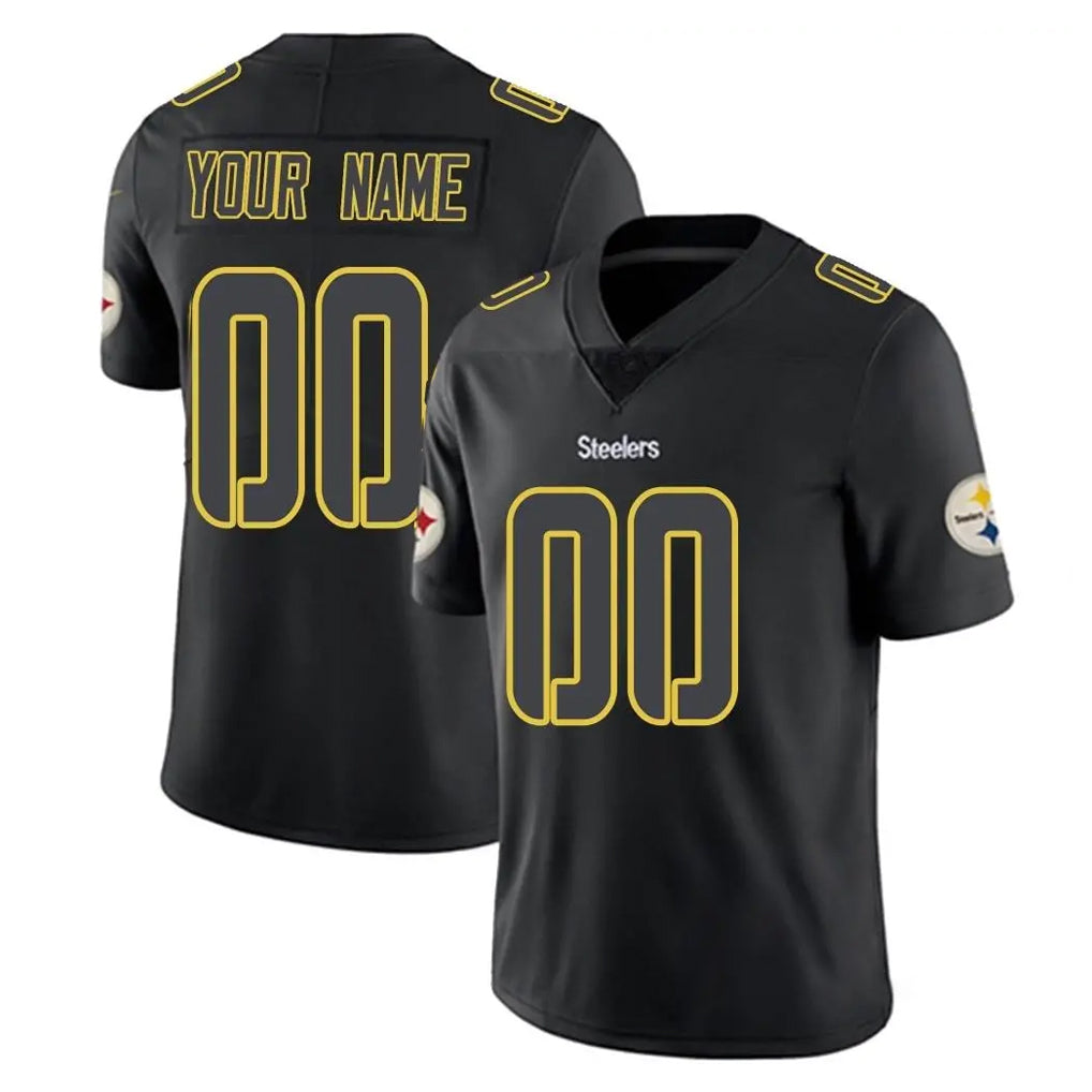 Custom P.Steelers Black Impact Limited Home Game Any Name & Numbers Gdoa Stitched Jerseys