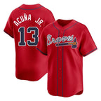 A.Braves #13 Ronald Acuna Jr Player Red Limited Home Game Gdoa Stitched Jerseys