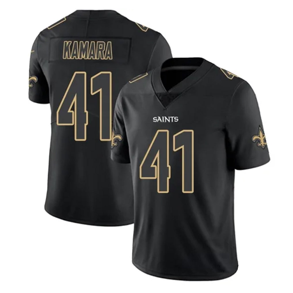 NO.Saints #41 Alvin Kamara Player Black Impact Limited Home Game Gdoa Stitched Jerseys