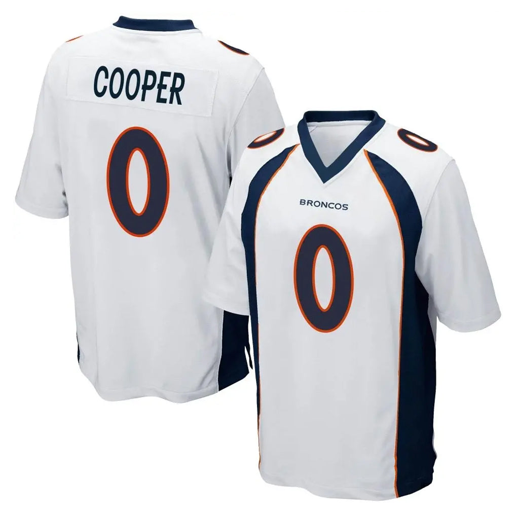 D.Broncos #0 Jonathon Cooper Player White Game Gdoa Stitched Jerseys