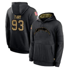 LA.Chargers #93 Teair Tart Player Black Salute to Service Hoodies Limited Game Gdoa Stitched Jerseys
