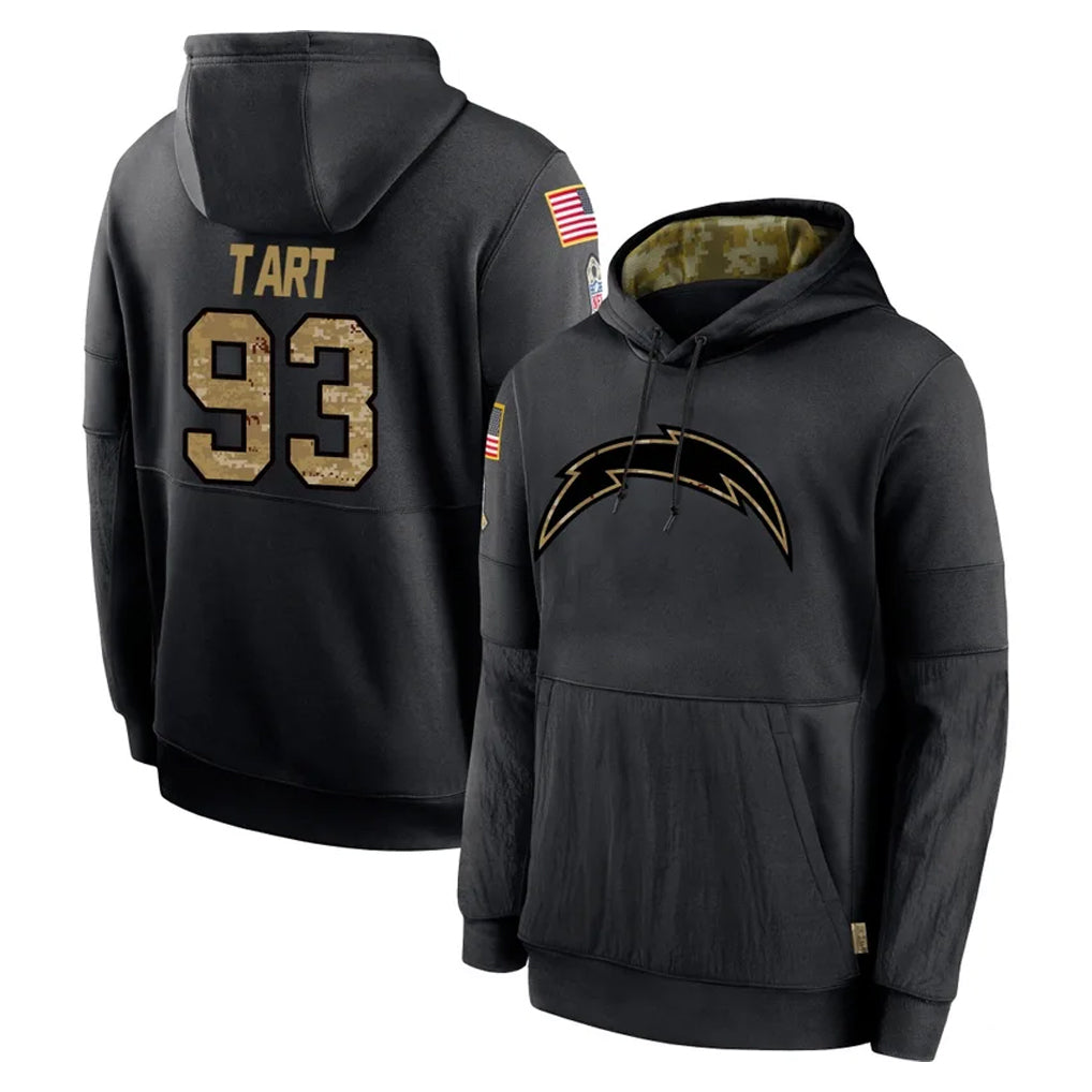 LA.Chargers #93 Teair Tart Player Black Salute to Service Hoodies Limited Game Gdoa Stitched Jerseys