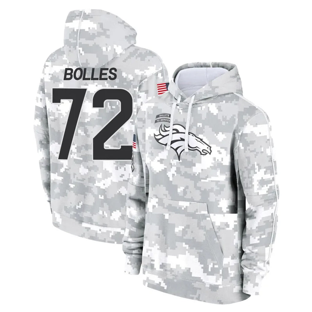 D.Broncos #72 Garett Bolles Player Arctic Camo Salute to Service Hoodies Limited Game Gdoa Stitched Jerseys