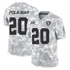 LV.Raiders #20 Isaiah Pola-Mao Player Arctic Camo Salute To Service Limited Game Gdoa Stitched Jerseys