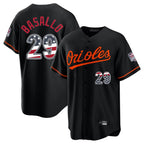 B.Orioles #29 Samuel Basallo Player Black USA 250 Fourth of July Home Game Gdoa Stitched Jerseys