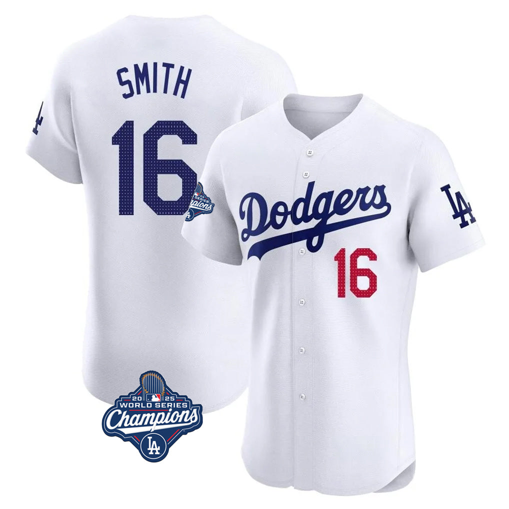 LA.Dodgers #16 Will Smith Player White World Series Meet Limited Elite Home Fdoa Stitched Jerseys