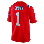 NE.Patriots #1 A.J. Brown Player Red Home Game Gdoa Stitched Jerseys