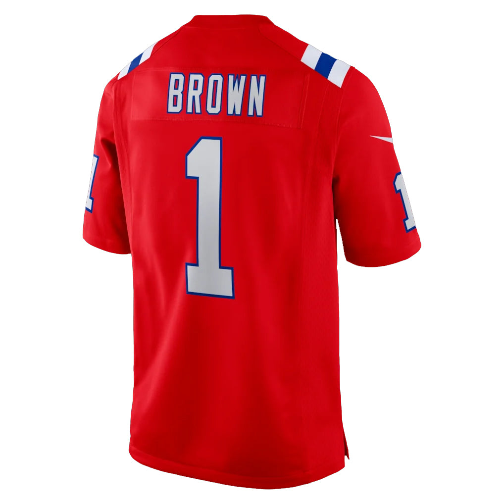 NE.Patriots #1 A.J. Brown Player Red Home Game Gdoa Stitched Jerseys