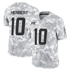 LA.Chargers #10 Justin Herbert Player Arctic Camo Salute To Service Limited Game Gdoa Stitched Jerseys