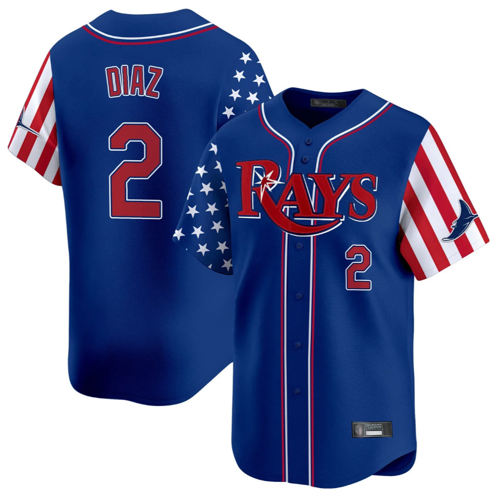 T.Bay Rays #2 Yandy Diaz Player Royal 2025 Independence Day Vapor Premier Limited Fdoa Stitched Jerseys