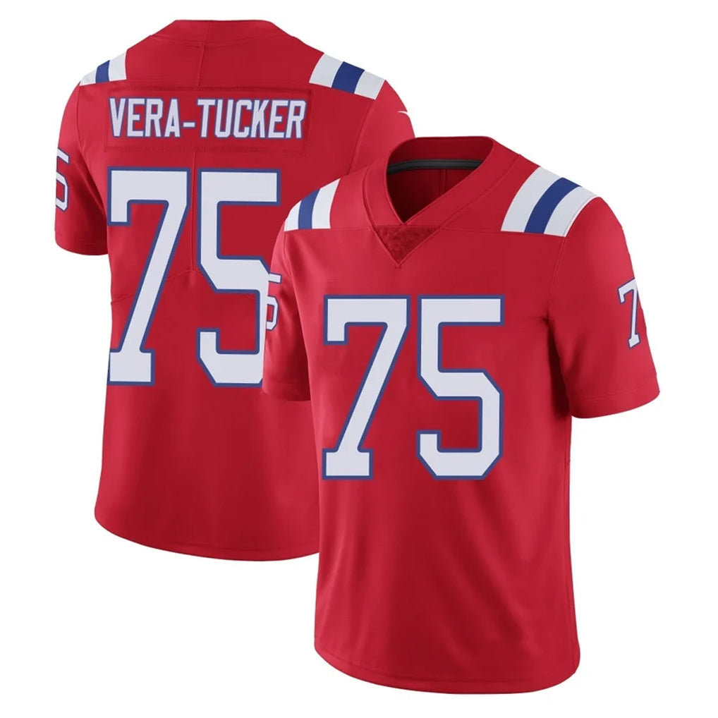 NE.Patriots #75 Alijah Vera-Tucker Player Red Vapor Untouchable Home Game Gdoa Stitched Jerseys