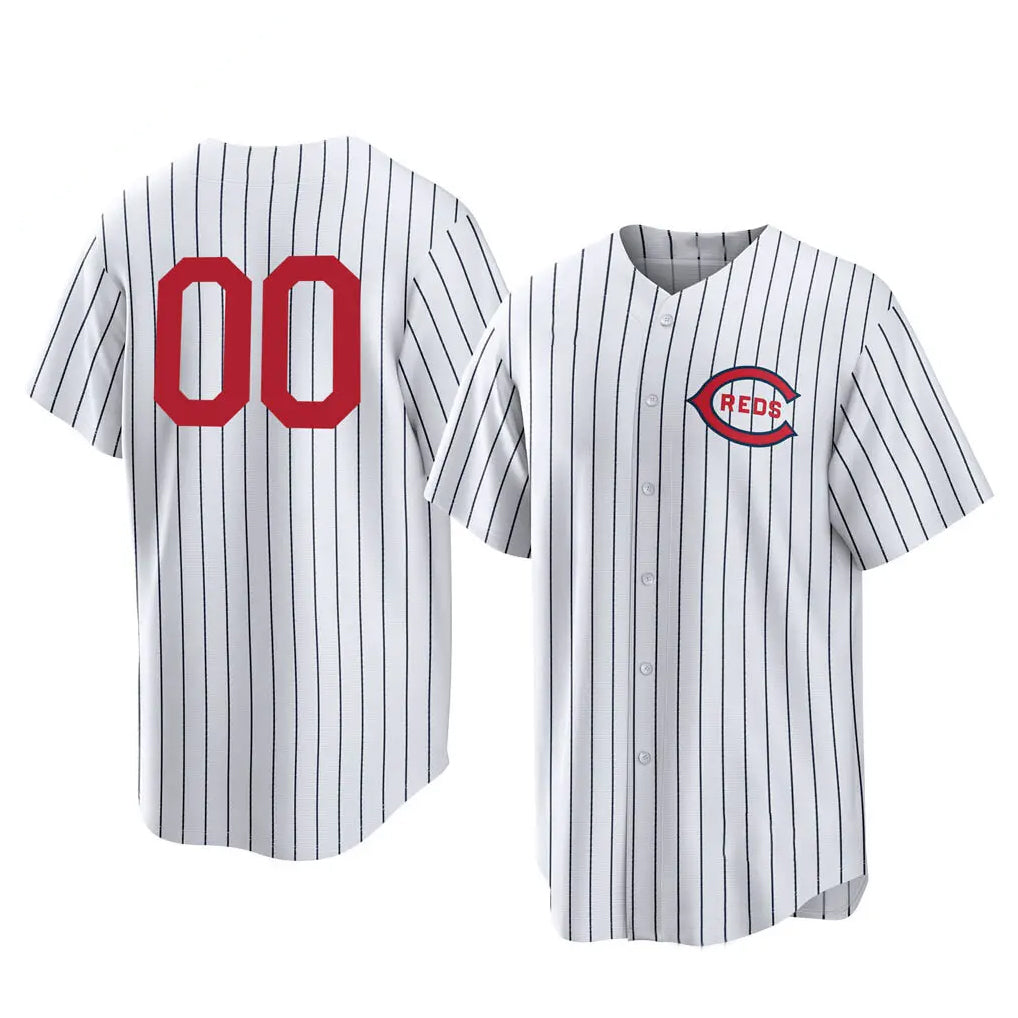 Custom C.Reds White Stripe Field of Dreams Game Home Any Name & Number Gdoa Stitched Jerseys