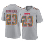KC.Chiefs #23 Drue Tranquill Player Gray Atmosphere Fashion Game Gdoa Stitched Jerseys