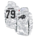 B.Bills #79 Spencer Brown Player Arctic Camo Salute to Service Hoodies Gdoa Stitched Jerseys