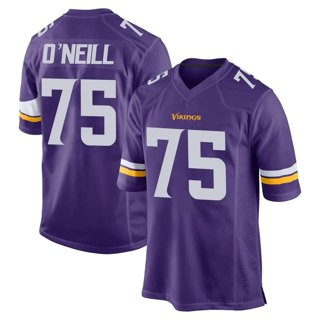 M.Vikings #75 Brian O'Neill Player Purple Home Game Gdoa Stitched Jerseys