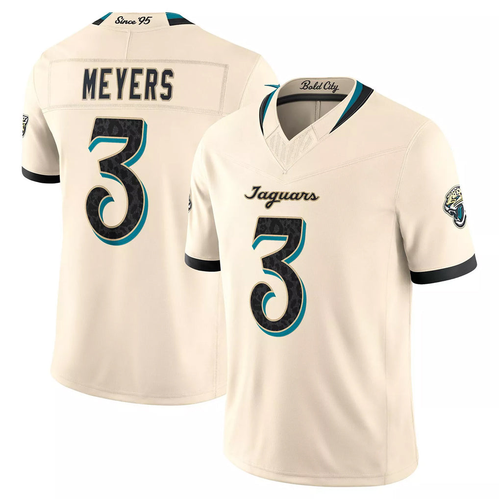 J.Jaguars #3 Jakobi Meyers Player Natural Limited 2026 Rivalries Collection Game Gdoa Stitched Jerseys