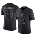 NO.Saints #23 Julian Blackmon Player Black Limited Reflective Home Game Gdoa Stitched Jerseys