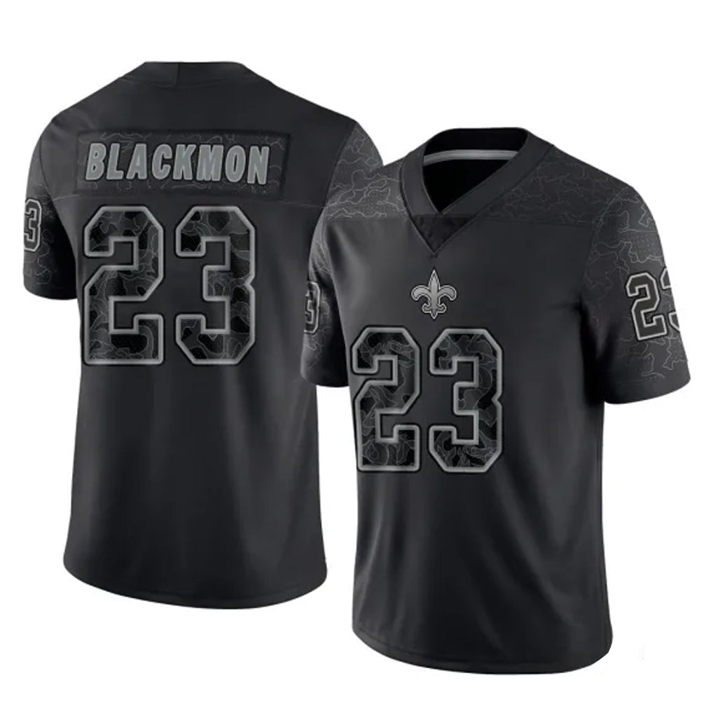 NO.Saints #23 Julian Blackmon Player Black Limited Reflective Home Game Gdoa Stitched Jerseys