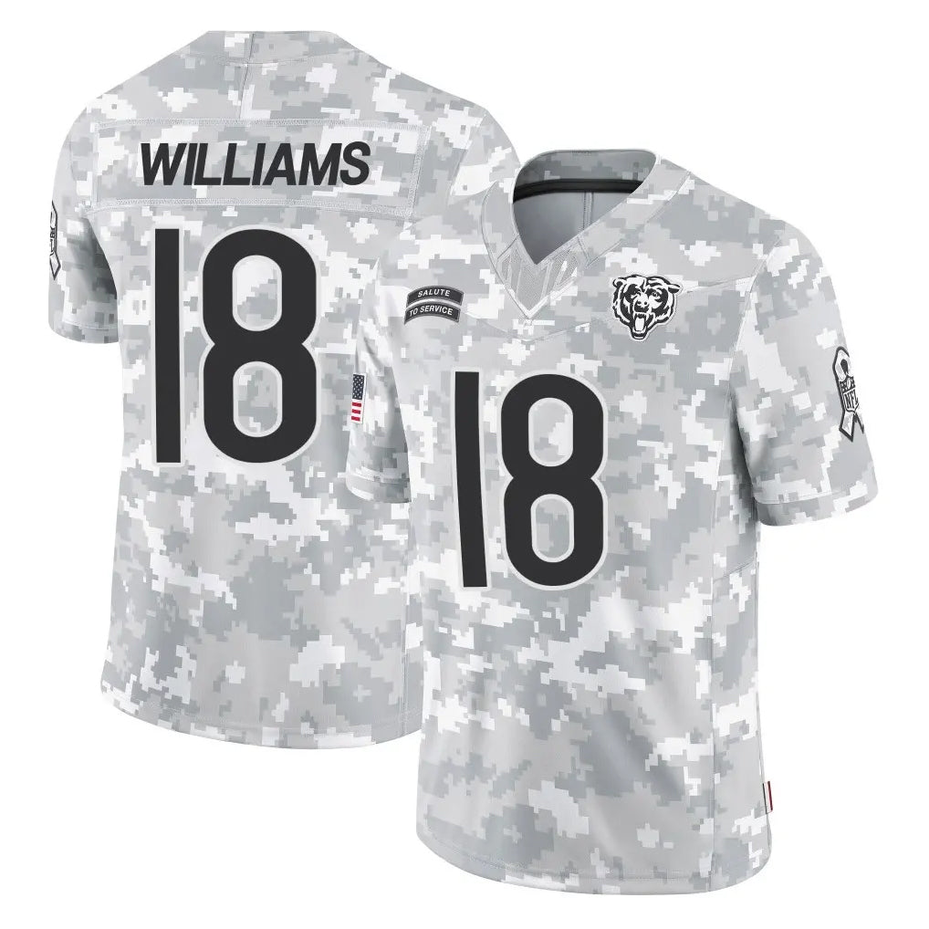 C.Bears #18 Caleb Williams Player Arctic Camo Salute to Service Limited Gdoa Stitched Jerseys