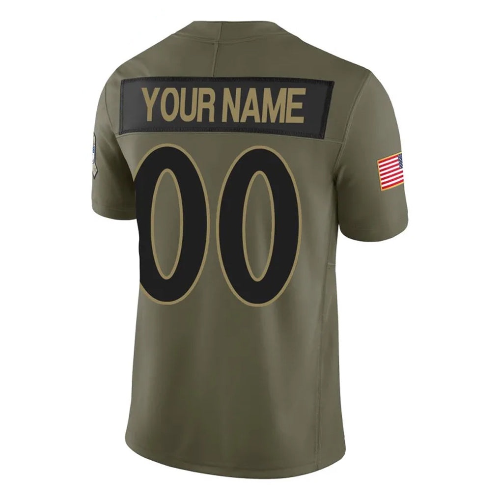 Custom B.Ravens Olive Salute To Service Limited Home Game Any Name & Numbers Gdoa Stitched Jerseys