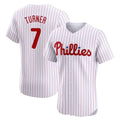 P.Phillies #7 Trea Turner Player White Pinstripe Phillies & Eagles Vapor Premier Limited Elite Fdoa Stitched Jerseys
