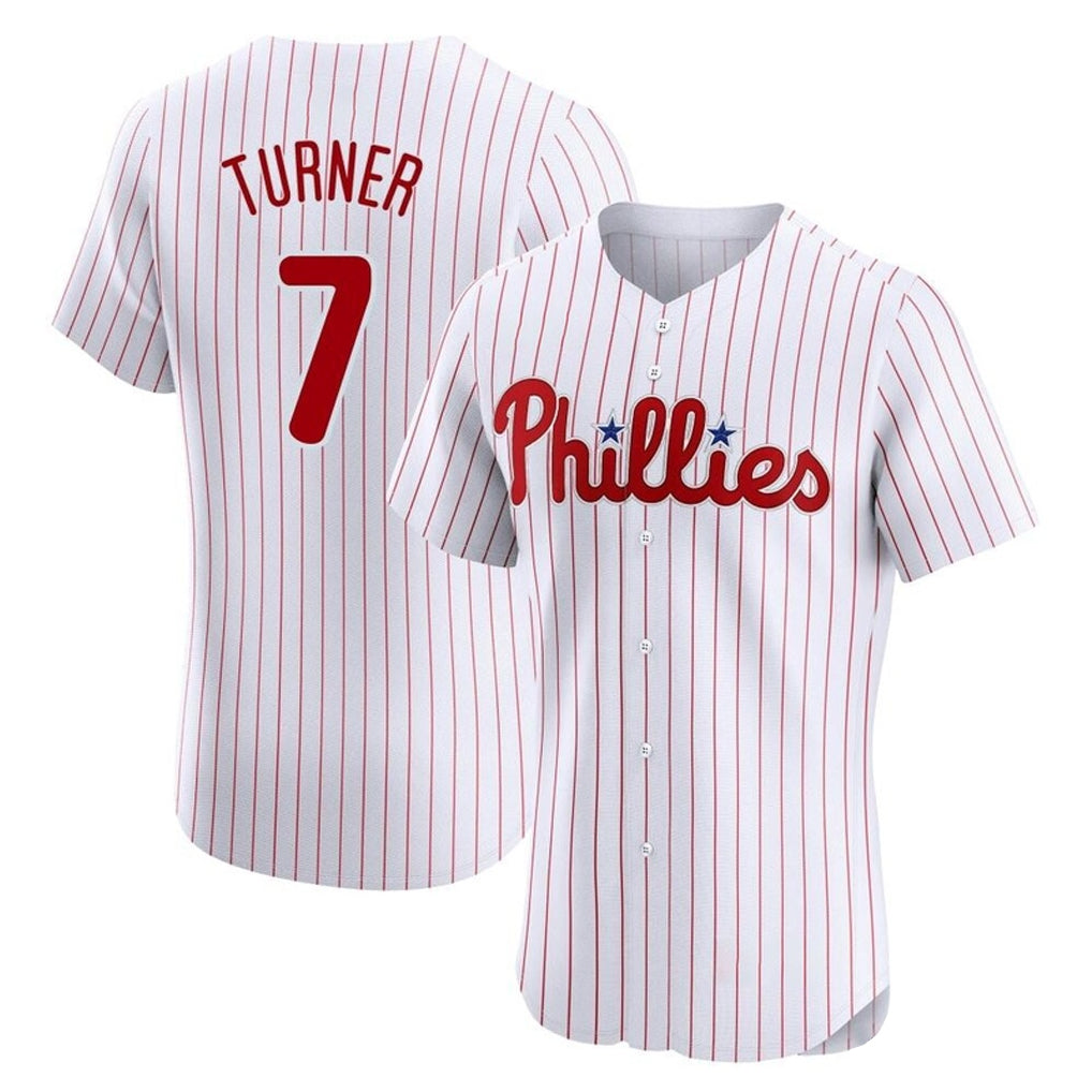 P.Phillies #7 Trea Turner Player White Pinstripe Phillies & Eagles Vapor Premier Limited Elite Fdoa Stitched Jerseys