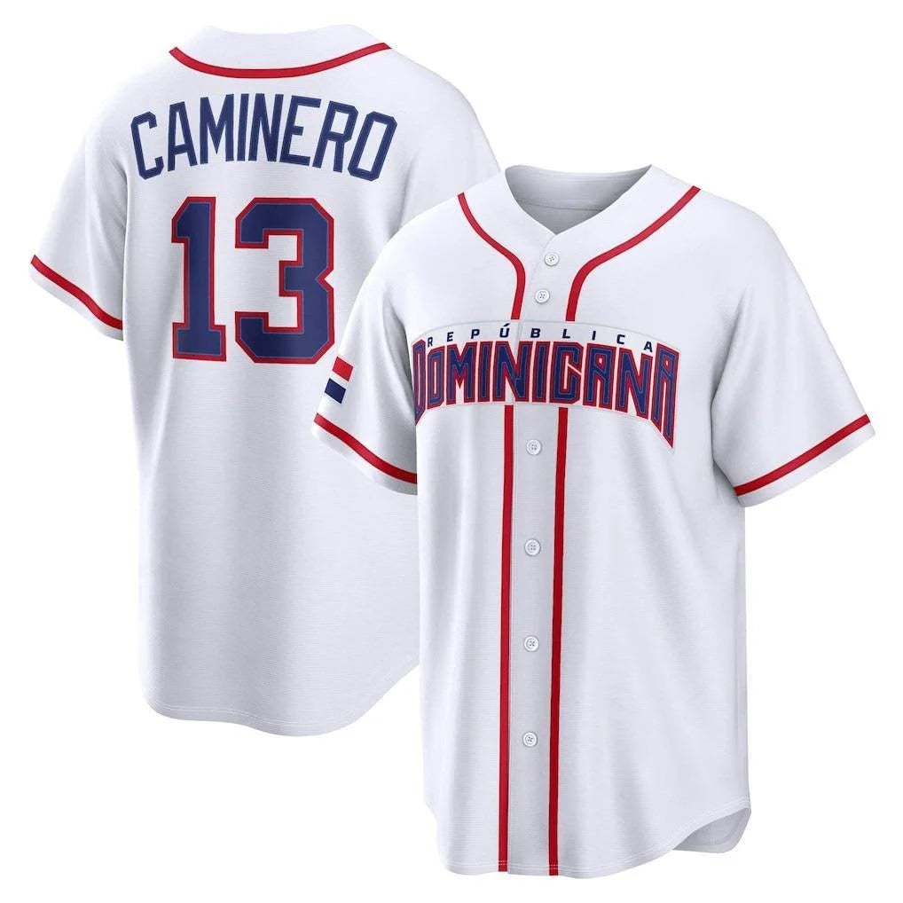 T.Bay Rays #13 Junior Caminero Player White 2026 World Classic Limited Fdoa Stitched Jerseys