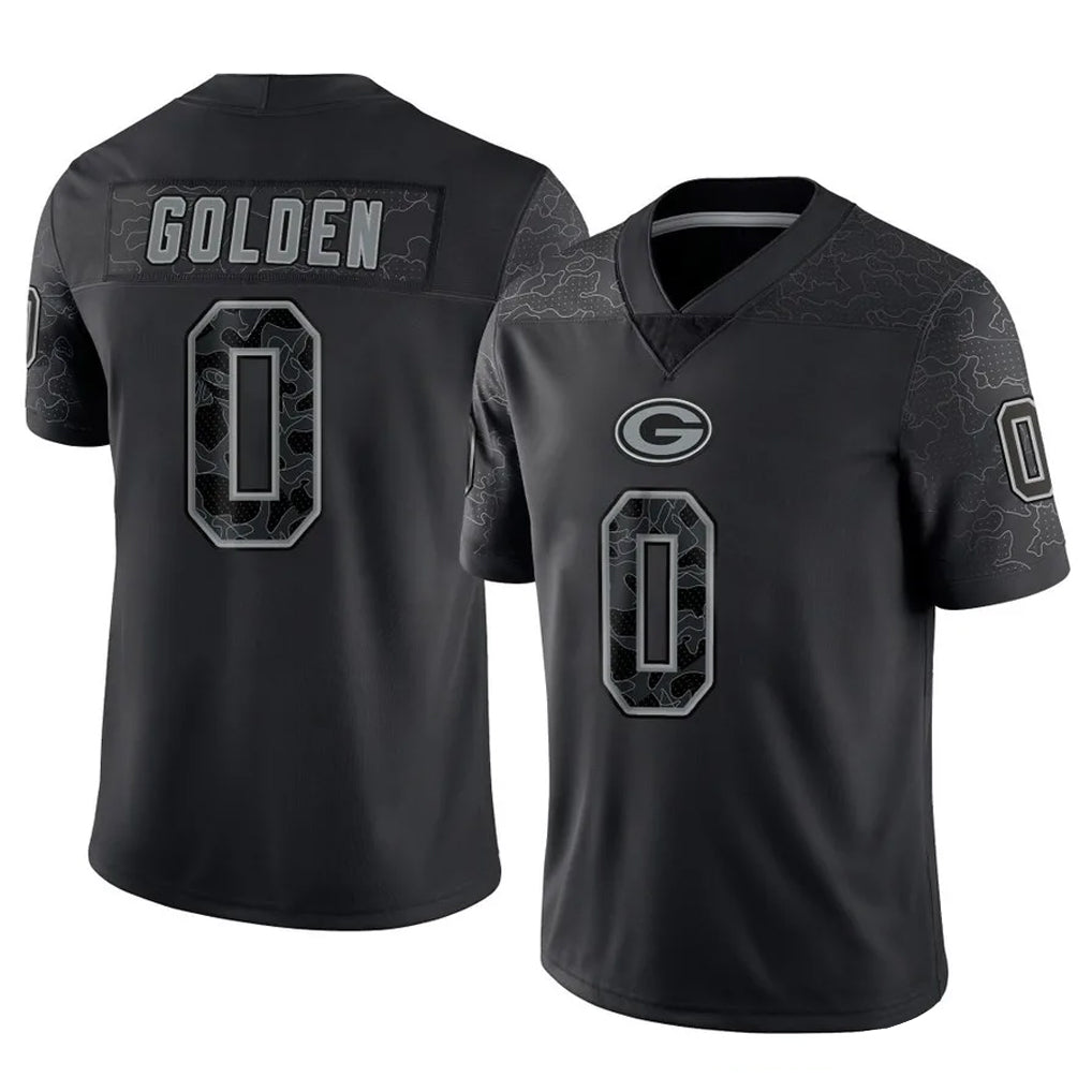 GB.Packers #0 Matthew Golden Player Black Reflective Limited Home Game Gdoa Stitched Jerseys
