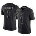 LV.Raiders #1 Tre Tucker Player Black Reflective Limited Game Gdoa Stitched Jerseys