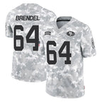SF.49ers #64 Jake Brendel Player Arctic Camo Limited Salute To Service Home Game Gdoa Stitched Jerseys
