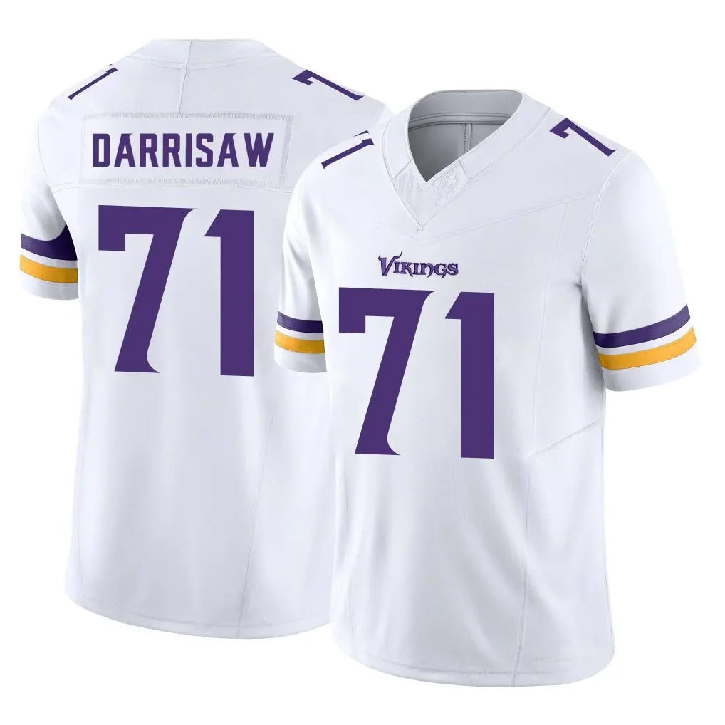 M.Vikings #71 Christian Darrisaw Player White Limited Vapor F.U.S.E. Home Game Gdoa Stitched Jerseys