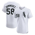 C.White Sox #58 Seranthony Dom¨ªnguez Player White Stripe Limited Elite Home Gdoa Stitched Jerseys