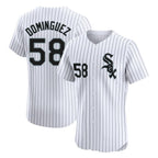 C.White Sox #58 Seranthony Dom¨ªnguez Player White Stripe Limited Elite Home Gdoa Stitched Jerseys