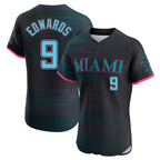 M.Marlins #9 Xavier Edwards Player Black City Connect Home Limited Elite Fdoa Stitched Jerseys