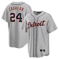 D.Tigers #24 Miguel Cabrera Player Gray Home Game Gdoa Stitched Jerseys