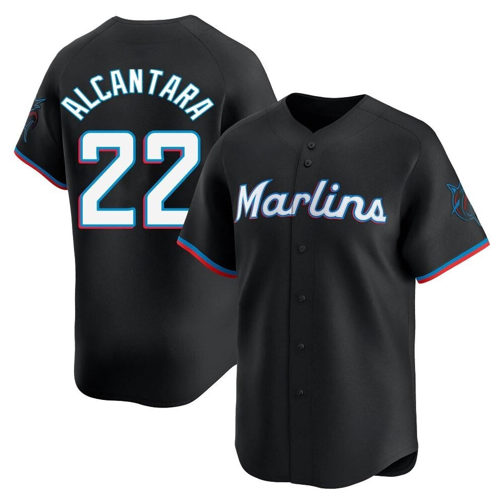 M.Marlins #22 Sandy Alcantara Player Black  Home Limited Fdoa Stitched Jerseys