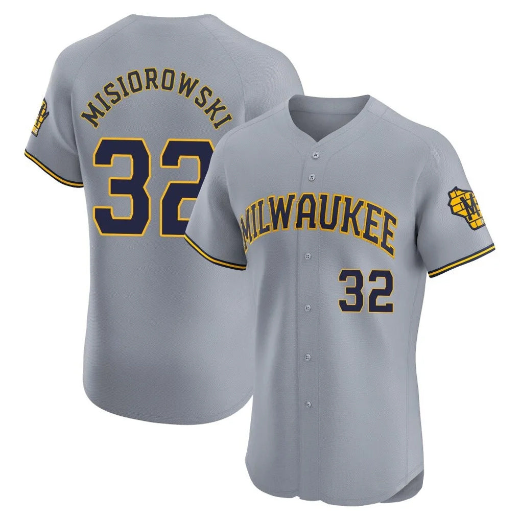 M.Brewers #32 Jacob Misiorowski Player Gray Home Limited Elite Fdoa Stitched Jerseys