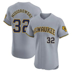 M.Brewers #32 Jacob Misiorowski Player Gray Home Limited Elite Fdoa Stitched Jerseys