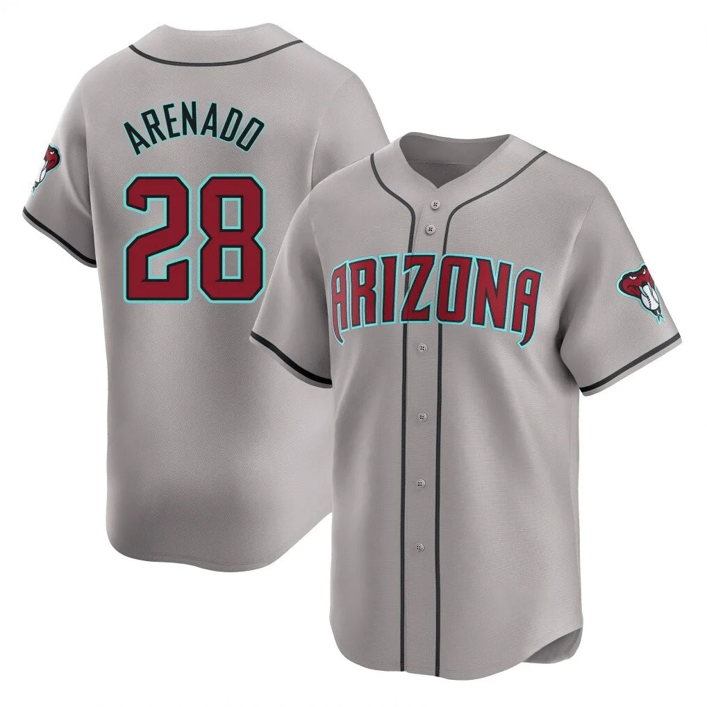 A.Diamondbacks #28 Nolan Arenado Player Gray Road Limited Home Game Gdoa Stitched Jerseys