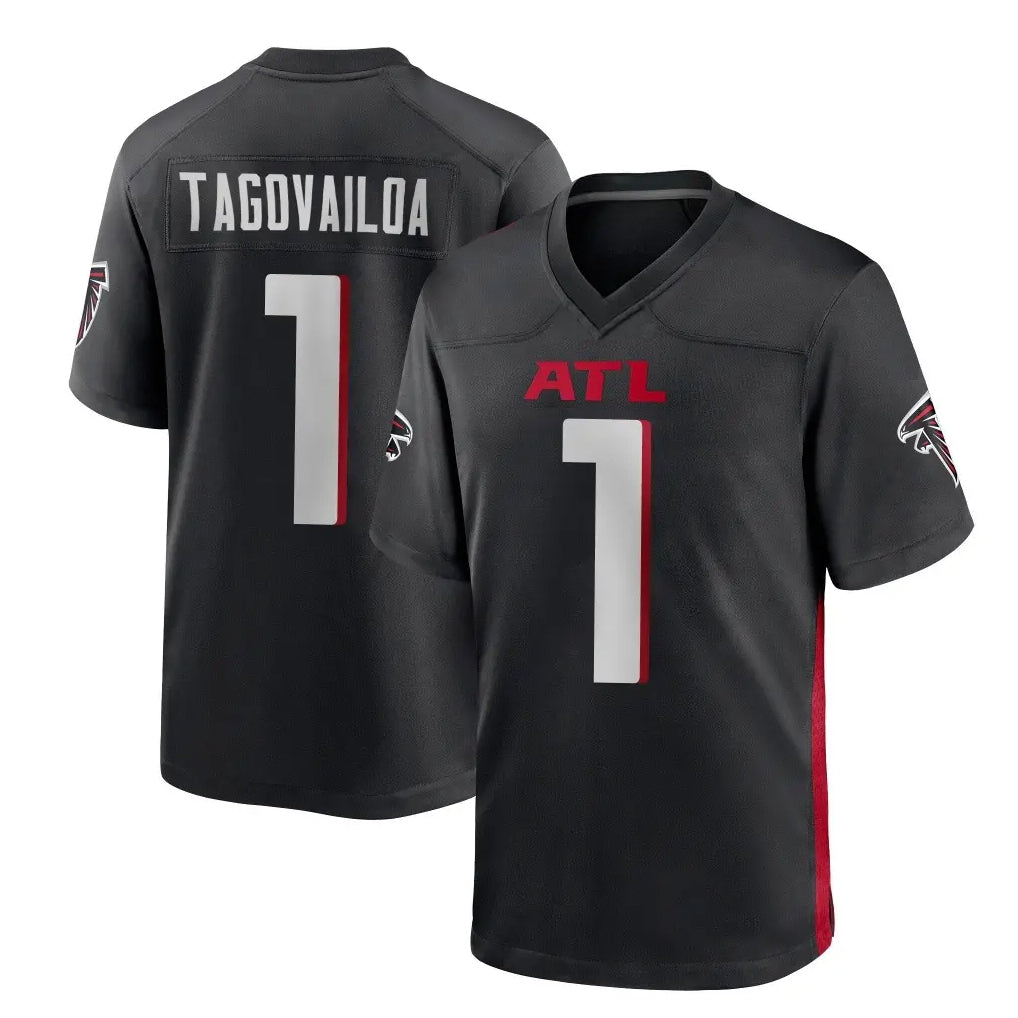 A.Falcons #1 Tua Tagovailoa Player Black Home Game Gdoa Stitched Jerseys