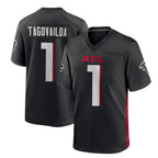 A.Falcons #1 Tua Tagovailoa Player Black Home Game Gdoa Stitched Jerseys