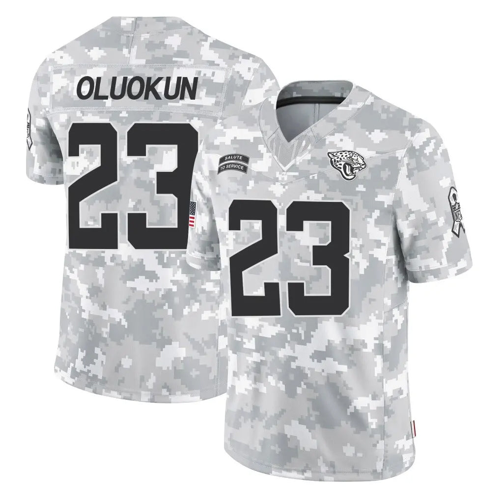J.Jaguars #23 Foyesade Oluokun Player Arctic Camo Salute To Service Limited Game Gdoa Stitched Jerseys