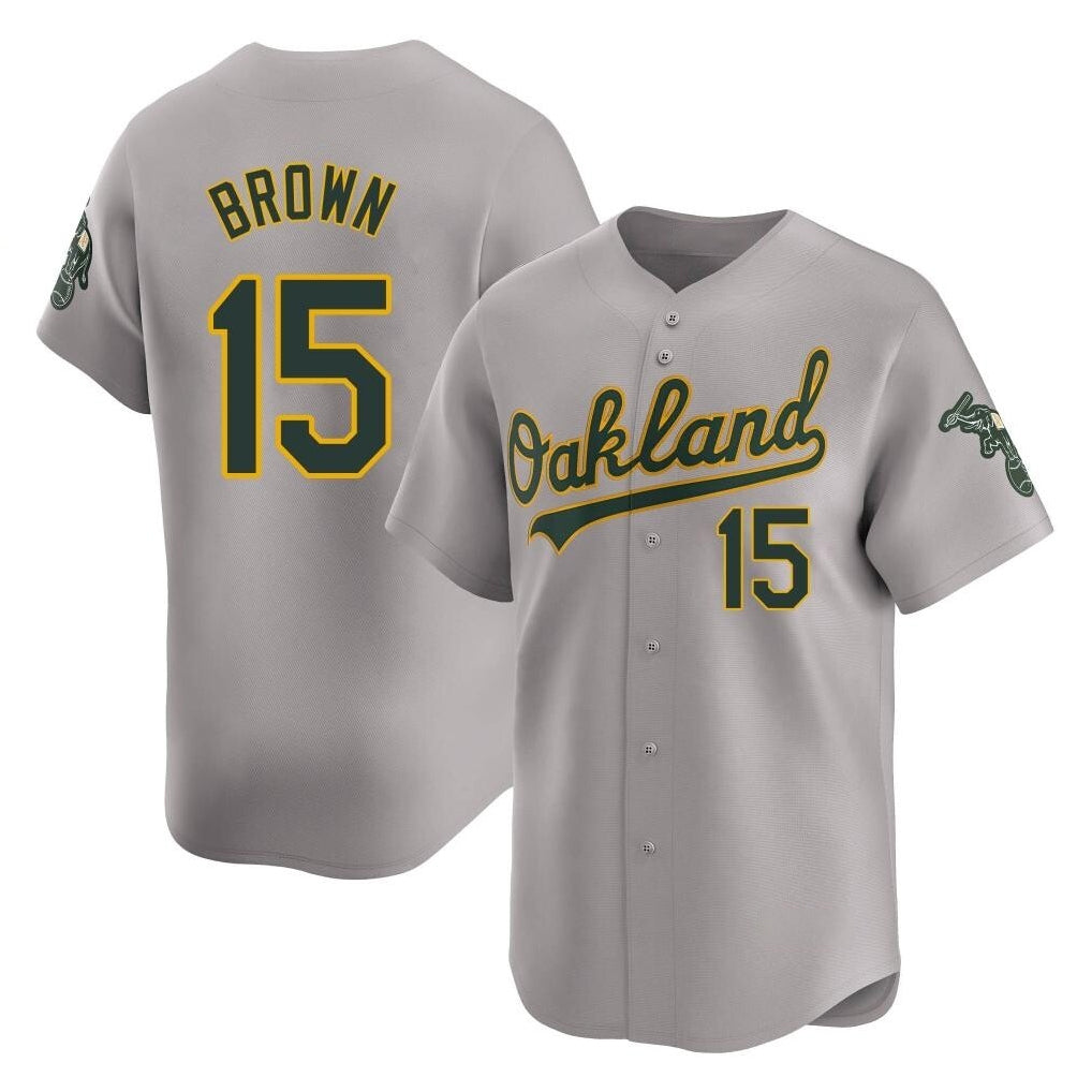 Athletics #15 Seth Brown Player Gray Road Limited Home Game Gdoa Stitched Jerseys