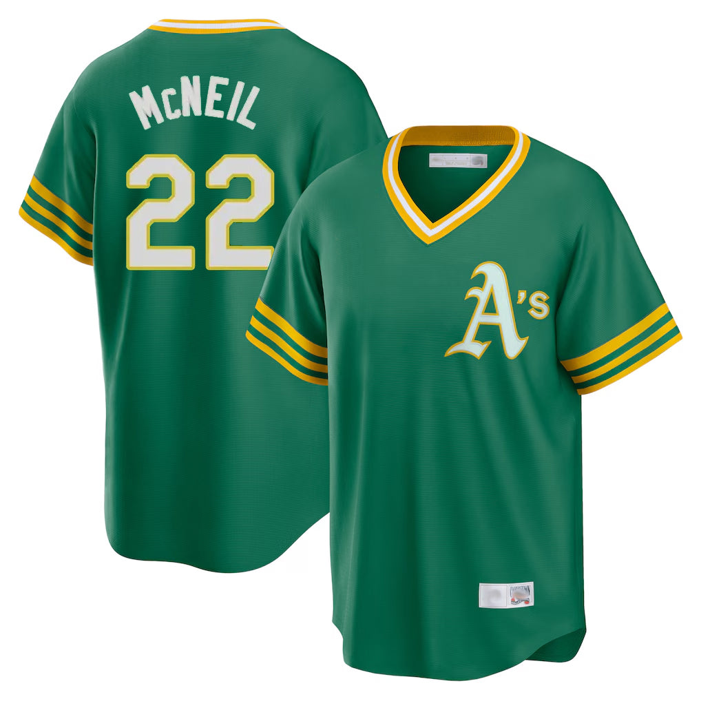 Athletics #22 Jeff McNeil Player Kelly Green Cooperstown Collection T-shirt Game Gdoa Stitched Jerseys