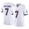 B.Ravens #7 Rashod Bateman Player White Vapor F.U.S.E. Limited Home Game Gdoa Stitched Jerseys